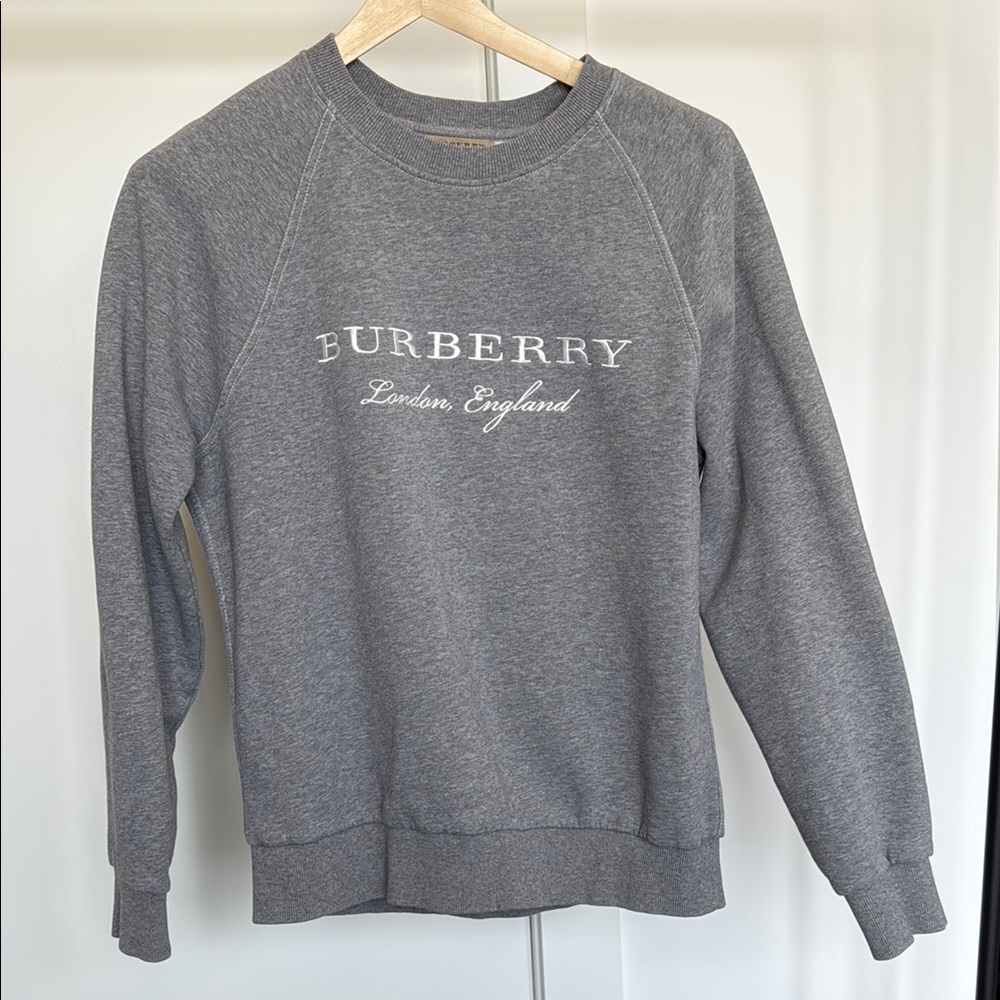 Burberry Gray Crew Neck Sweater Casual Cotton Blend